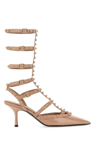 Valentino Garavani 70mm Rockstud Patent Leather Pumps In Blush