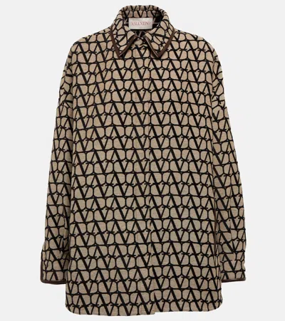 Valentino Vlogo Print Jacket In Beige Nero