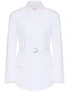 Valentino White Long-sleeve Cotton Shirtdress In Weiss
