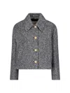 Valentino Herringbone Wool Jacket In Gray