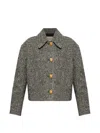 Valentino Tailored Peacoat Cropped Houndstooth Long Sleeves In Gray