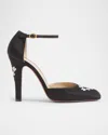 Valentino Garavani Hi Dolly Fabric Pumps With 105 Mm Floral Embroidery Woman Black 41 In Black