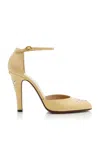 Valentino Hi Dolly Embroidered Shantung Pumps In Yellow