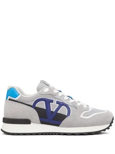 Valentino Garavani High-end Blue And Black Leather Sneakers For Men