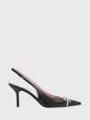 Valentino Black Pointed Slingback With Bow In Black