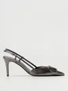 Valentino Signature Laminated Leather Pumps With Sculpted Heel In Silber