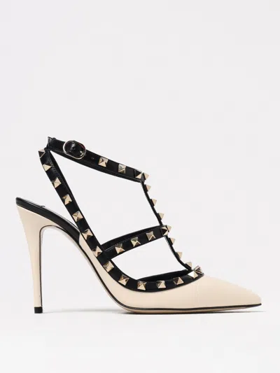 Valentino Garavani Valentino Rockstud 100 Leather Pumps In Black And White