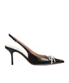Valentino Garavani Leather Slingback With Patent Leather Toe In Black