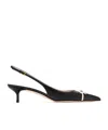 Valentino Garavani Bepointy Slingback Pump In Patent Leather And Kidskin 45mm Woman Black/ivory 38.5 In Black
