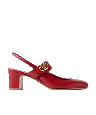 Valentino Garavani Vlogo Locker 60 Mary-jane Slingback Pumps In Patent Leather In Red V