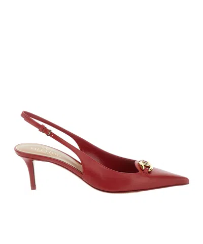 Valentino Garavani Valentino Vlogo Signature Pointed Toe Slingback Pumps In Red