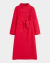Valentino High-neck Double-breast Belted Wool Cashmere Coat In Dark Red