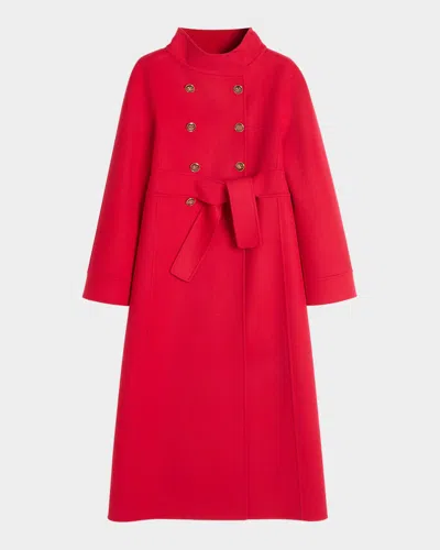 VALENTINO HIGH-NECK DOUBLE-BREAST BELTED WOOL CASHMERE COAT