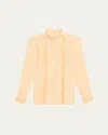 Valentino Ruffled Pintucked Lace-trimmed Silk Crepe De Chine Blouse In Nude