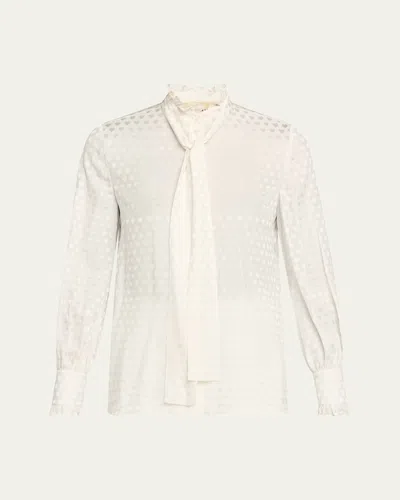 Valentino High-neck Silk Heart Shirt In White