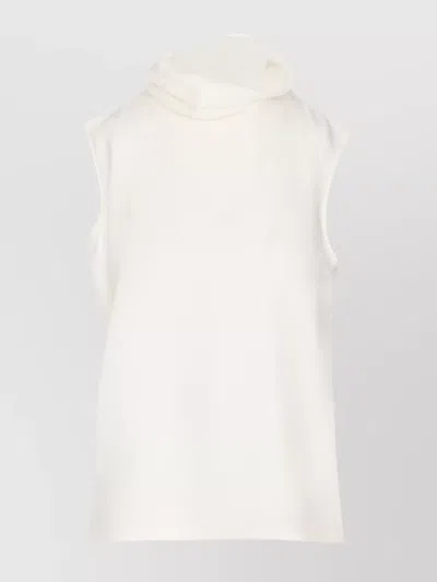 Valentino High Neck Sleeveless Top With Back Seam Detail In White