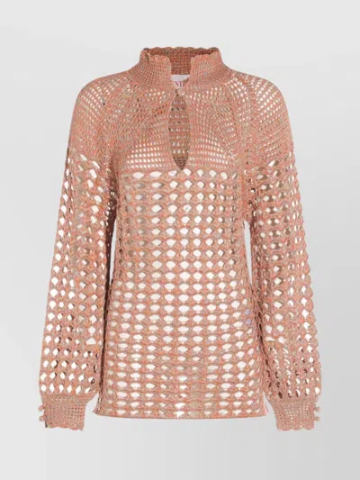 Valentino High Neckline Long Sleeve Knit Top