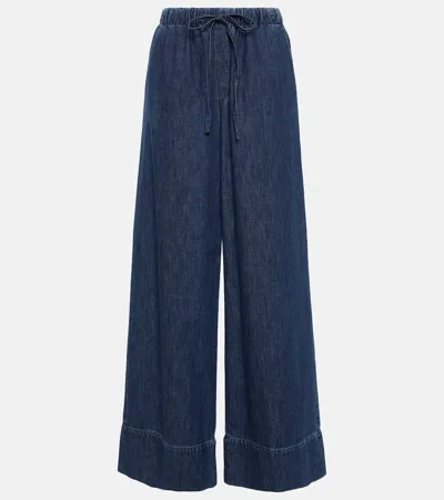 Valentino High-rise Chambray Wide-leg Jeans In Blue