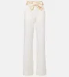 Valentino High-rise Cotton And Linen Straight Pants In White