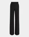 Valentino High-rise Crepe Wide-leg Pants In Black