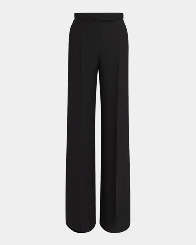 Valentino High-rise Crepe Wide-leg Pants In Black