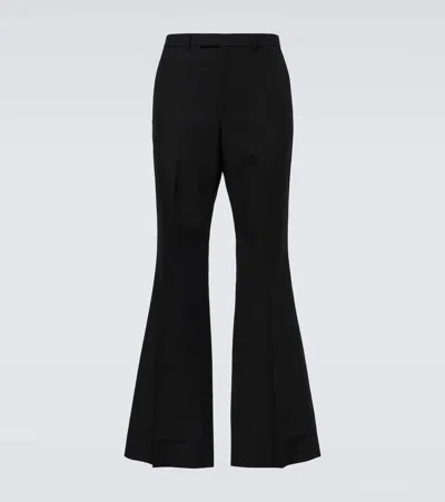 Valentino Wool Trousers With Cuffed Hem And Front Crease In Black