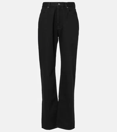 Valentino Denim Trousers With Straight Leg And Rivets In Nero