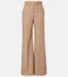 Valentino High-rise Virgin Wool Wide-leg Pants In Brown