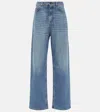 Valentino High-rise Denim Wide-leg Pants In Blau