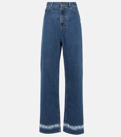 Valentino High-rise Wide-leg Jeans In Blau