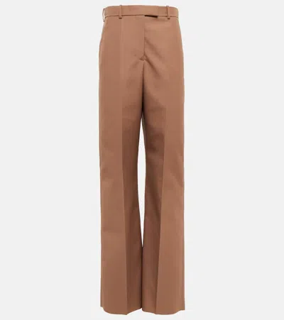 Valentino High-rise Wide-leg Pants In Beige