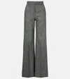 Valentino High-rise Wool-blend Wide-leg Pants In Green