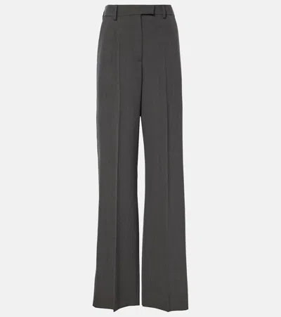 Valentino Gerade High-rise-hose Aus Wolle In Grau