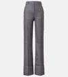 Valentino High-rise Wool Straight Pants In Grey