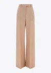 Valentino High-rise Wool Tailored Pants In Beige