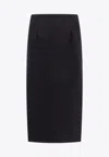 Valentino Virgin Wool Longuette Skirt With Slits And Silk Lining