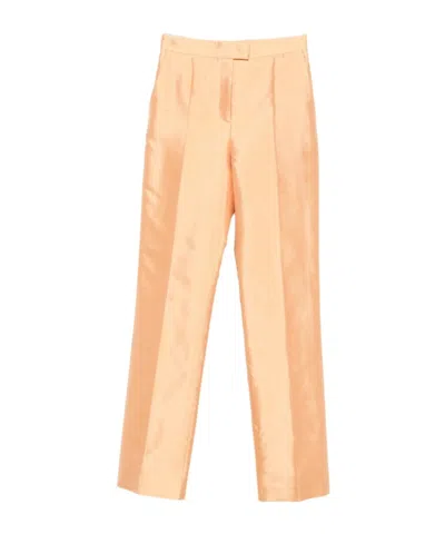 Valentino Pressed-crease Tailored Trousers In Brown