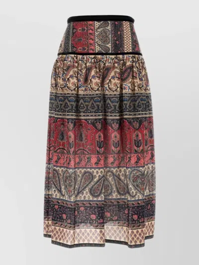 Valentino High Waist Cotton Blend Skirt In Multi