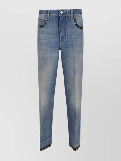 VALENTINO HIGH WAIST DENIM TROUSERS | FADED EFFECT