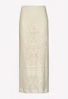 Valentino High-waist Guipure Lace Maxi Skirt In Almond