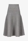 Valentino High-rise Wool-blend Midi Skirt In Gray