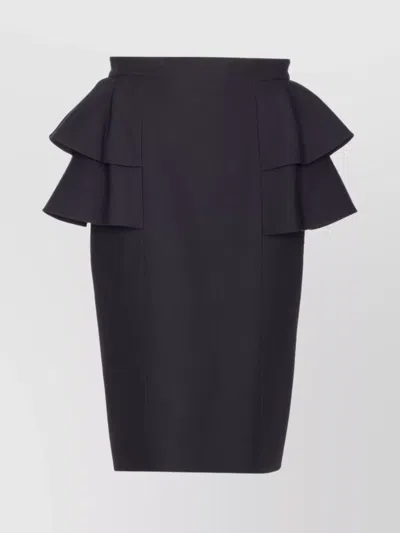 Valentino High Waist Midi Skirt With Ruffle Detail In Black
