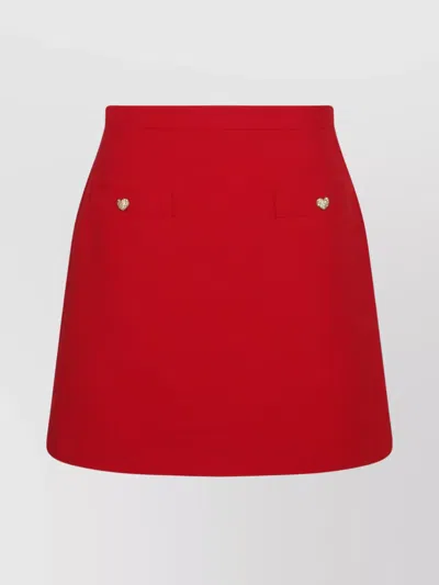 Valentino High Waist Skirt Heart-shaped Buttons In Red