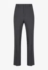 Valentino Wool And Mohair Straight Pants In Gray