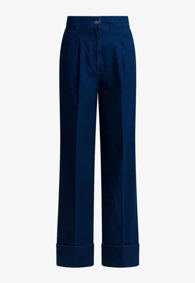 Valentino High-waist Wide-leg Jeans In Blue