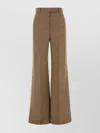 Valentino Garavani Melange Sand Wool Palazzo Pant In Brown