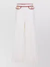 Valentino Ivory Trousers With Gold V In White
