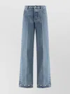 Valentino High Waist Wide-leg Trousers With Metallic Studs In Blue