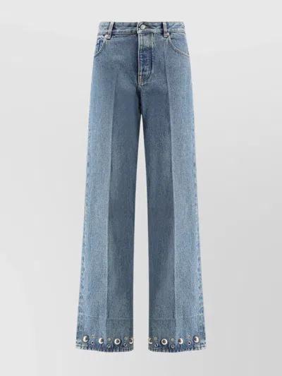 VALENTINO HIGH WAIST WIDE-LEG TROUSERS WITH METALLIC STUDS