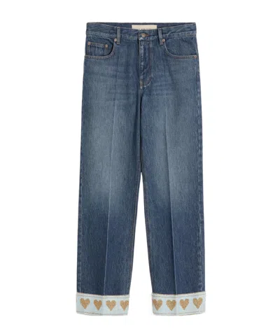 VALENTINO VALENTINO	HEART MOTIF HIGH WAIST JEANS